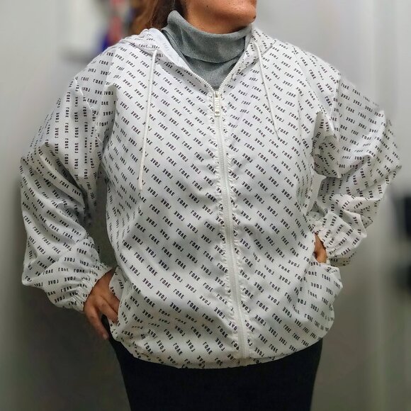 THRILL 94 Women’s Active Windbreaker Jacket Hooded White “Love” Size 3X - Picture 3 of 9